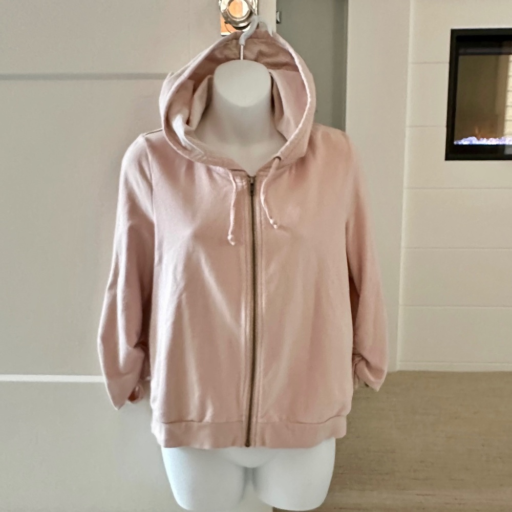 SATURDAYS The Cutest Pink Zip Bow Back Hoodie You'll Ever See Sz M